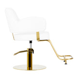 Gabbiano Hairdressing Chair Linz NQ White - close-up of the upholstery, frame and footrest details