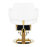 Gabbiano Hairdressing Chair Linz NQ White - close-up of the upholstery, frame and footrest details