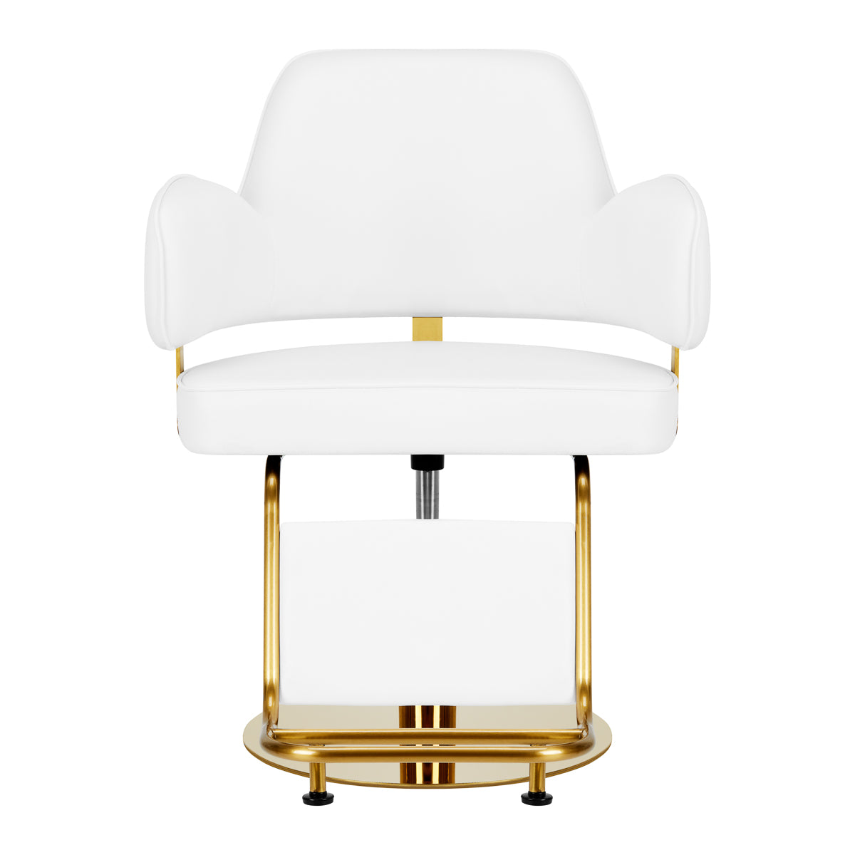 Gabbiano Hairdressing Chair Linz NQ White - close-up of the upholstery, frame and footrest details