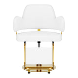 Gabbiano Hairdressing Chair Linz NQ White - close-up of the upholstery, frame and footrest details