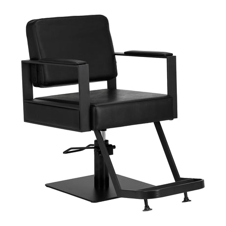 Gabbiano Hairdressing Chair Modena Black - angled front view on a white background