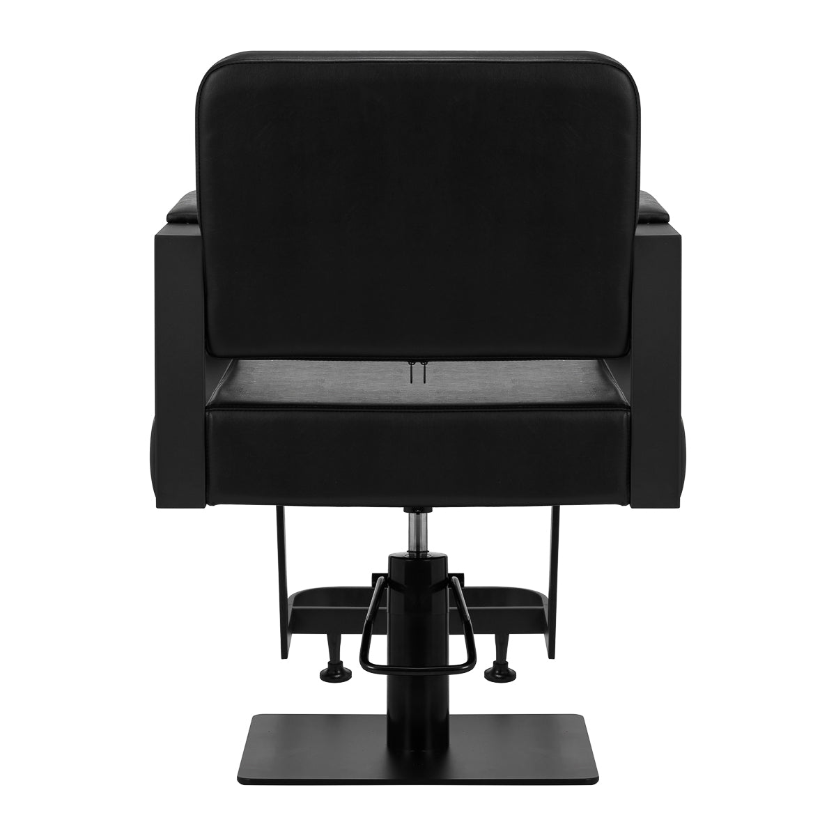 Gabbiano Hairdressing Chair Modena Black - close-up of the upholstery, frame and footrest details