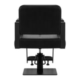 Gabbiano Hairdressing Chair Modena Black - close-up of the upholstery, frame and footrest details