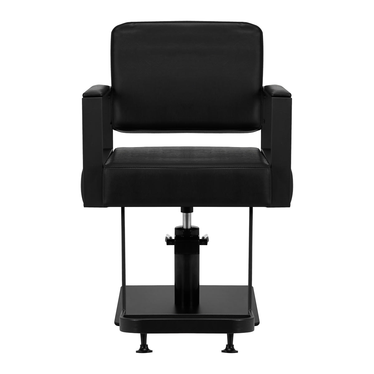 Gabbiano Hairdressing Chair Modena Black - close-up of the upholstery, frame and footrest details