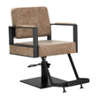 Gabbiano Hairdressing Chair Modena Old Brown - angled front view on a white background