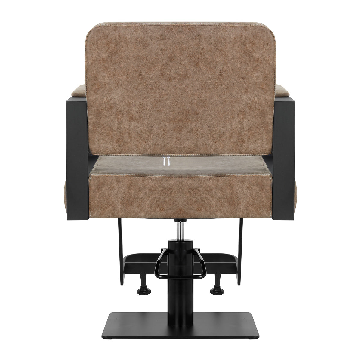 Gabbiano Hairdressing Chair Modena Old Brown - close-up of the upholstery, frame and footrest details