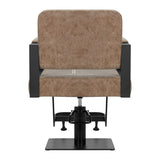 Gabbiano Hairdressing Chair Modena Old Brown - close-up of the upholstery, frame and footrest details