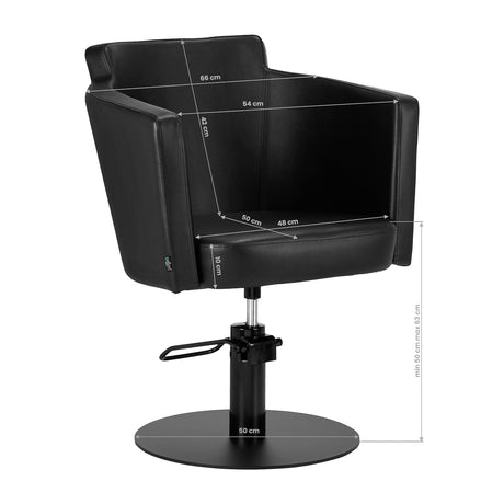 Gabbiano Hairdressing Chair Roma Black - side view on a white background