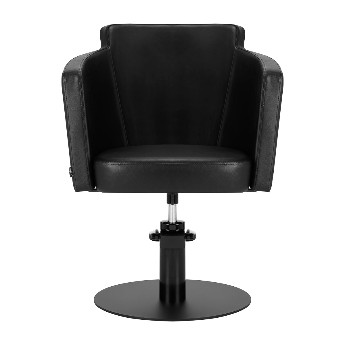 Gabbiano Hairdressing Chair Roma Black - close-up of the upholstery, frame and footrest details
