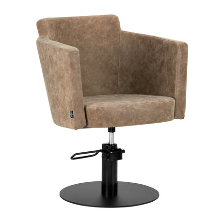 Gabbiano Hairdressing Chair Roma Old Brown - angled front view on a white background