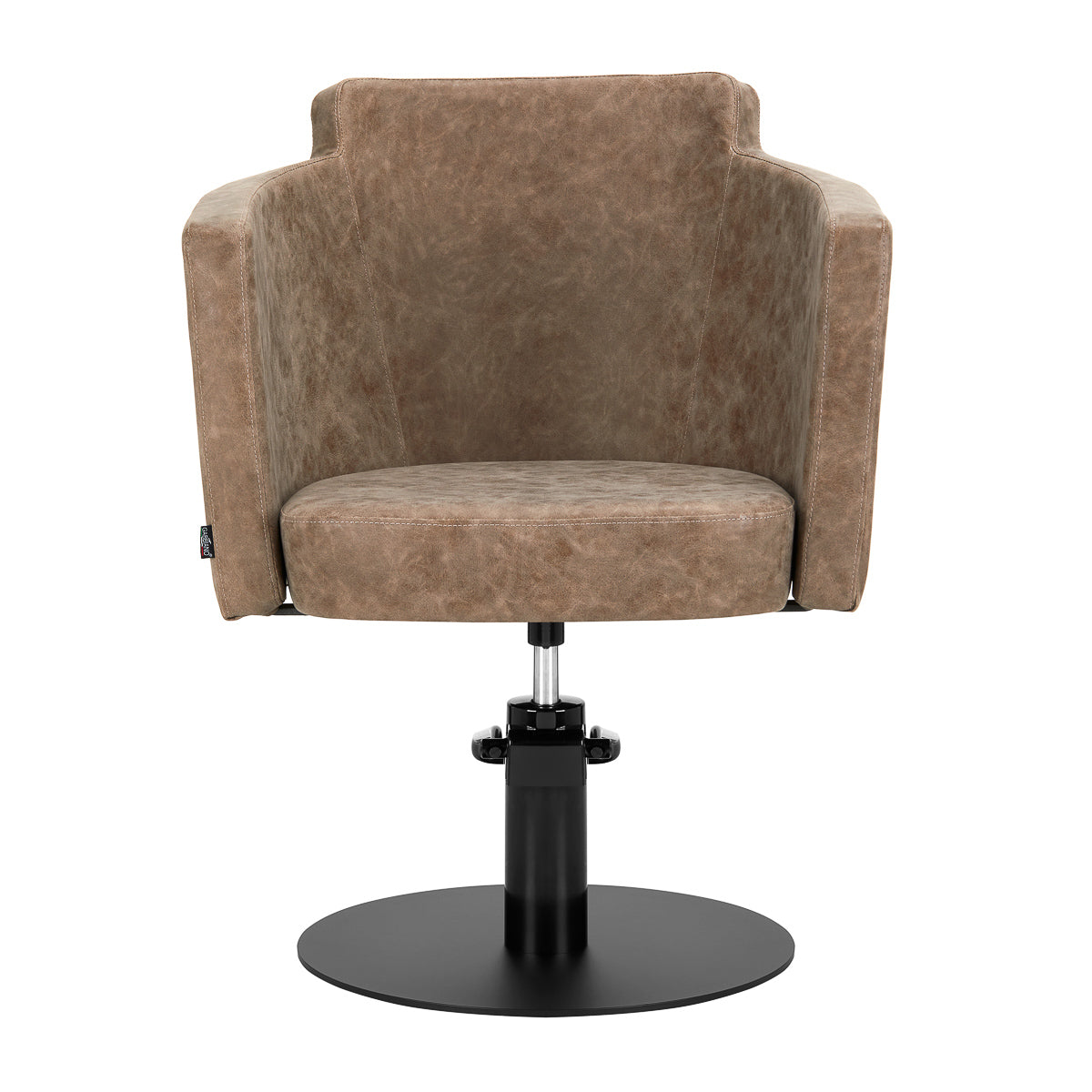 Gabbiano Hairdressing Chair Roma Old Brown - close-up of the upholstery, frame and footrest details