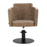 Gabbiano Hairdressing Chair Roma Old Brown - close-up of the upholstery, frame and footrest details