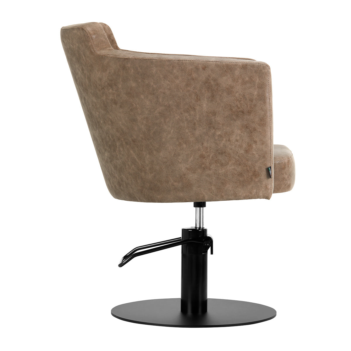 Gabbiano Hairdressing Chair Roma Old Brown - close-up of the upholstery, frame and footrest details