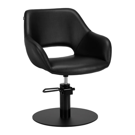 Gabbiano Hairdressing Chair Sevilla Black - angled front view on a white background