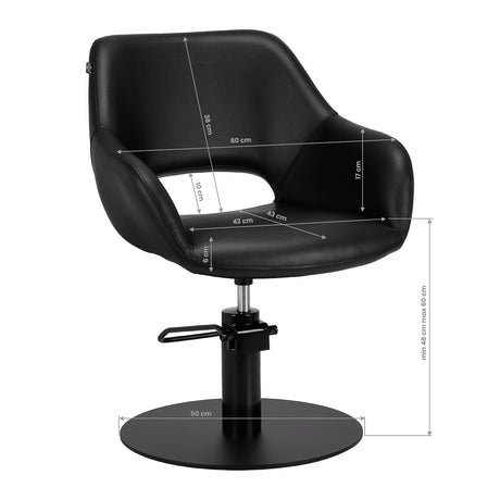 Gabbiano Hairdressing Chair Sevilla Black - side view on a white background