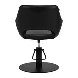 Gabbiano Hairdressing Chair Sevilla Black - close-up of the upholstery, frame and footrest details