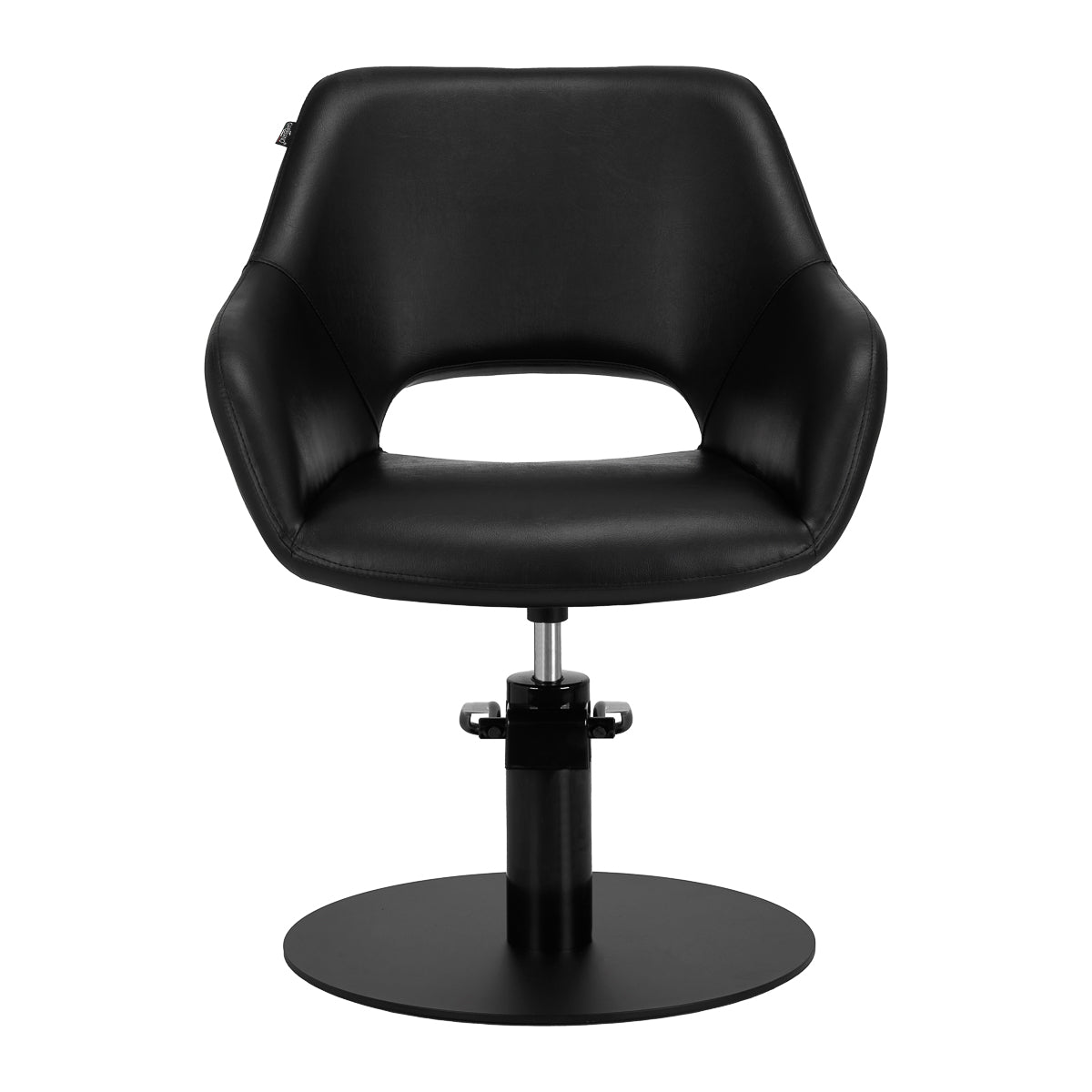 Gabbiano Hairdressing Chair Sevilla Black - close-up of the upholstery, frame and footrest details