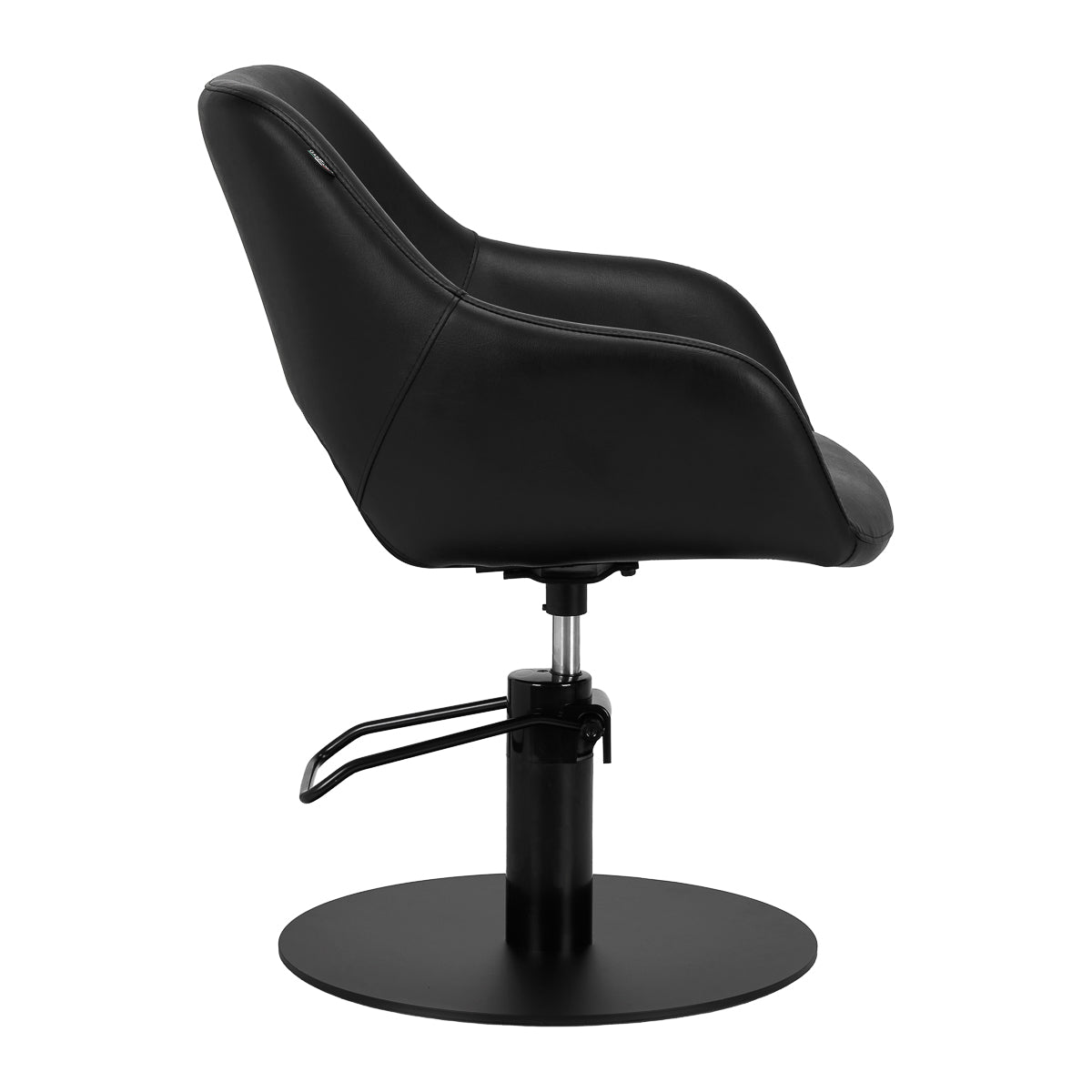 Gabbiano Hairdressing Chair Sevilla Black - close-up of the upholstery, frame and footrest details