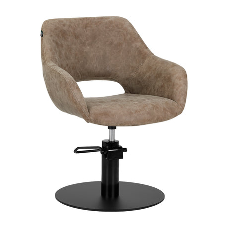 Gabbiano Hairdressing Chair Sevilla Old Brown - angled front view on a white background