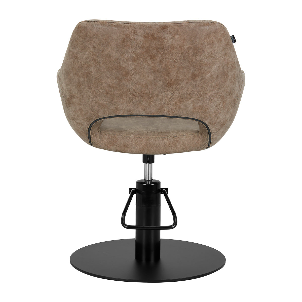Gabbiano Hairdressing Chair Sevilla Old Brown - close-up of the upholstery, frame and footrest details