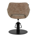 Gabbiano Hairdressing Chair Sevilla Old Brown - close-up of the upholstery, frame and footrest details