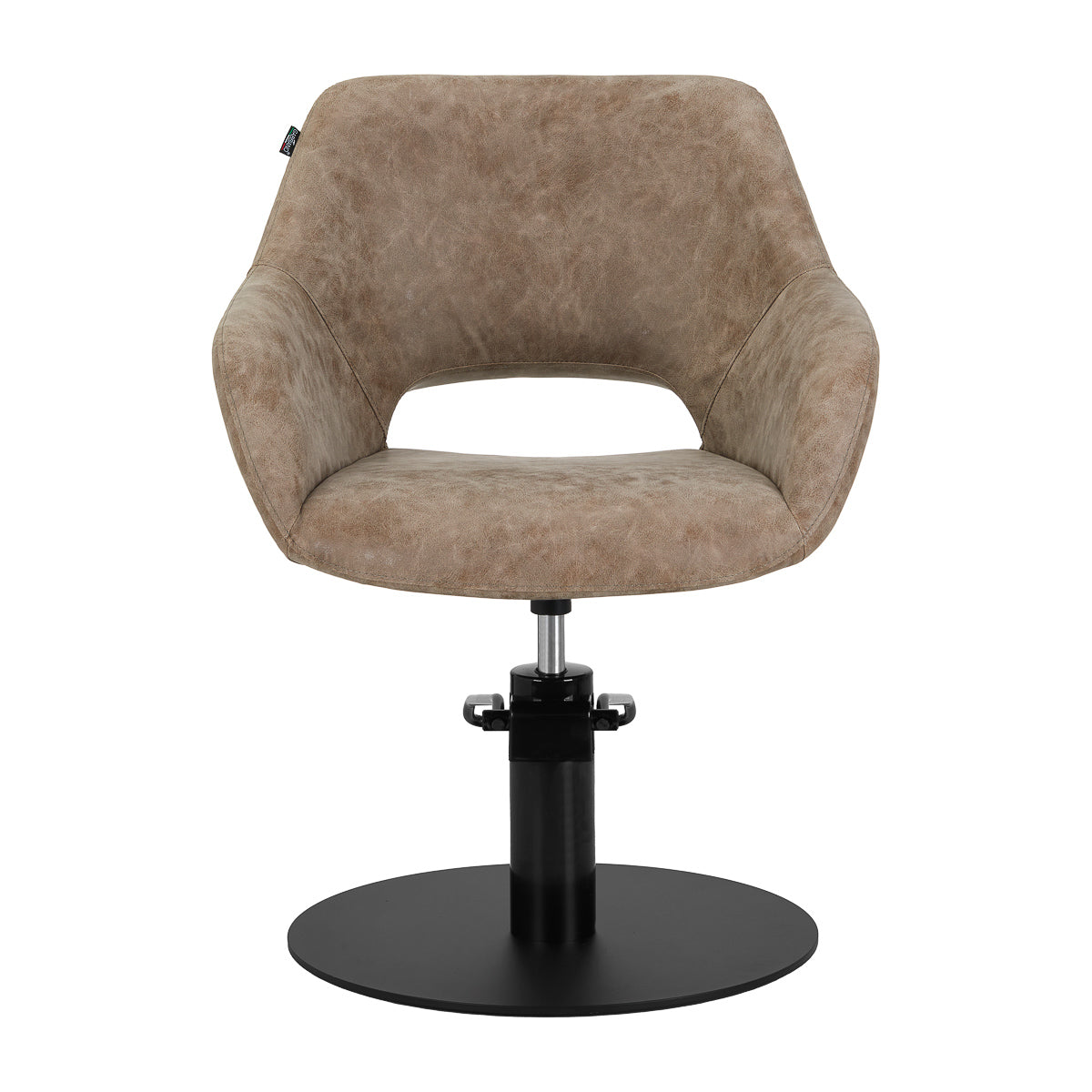 Gabbiano Hairdressing Chair Sevilla Old Brown - close-up of the upholstery, frame and footrest details