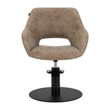 Gabbiano Hairdressing Chair Sevilla Old Brown - close-up of the upholstery, frame and footrest details