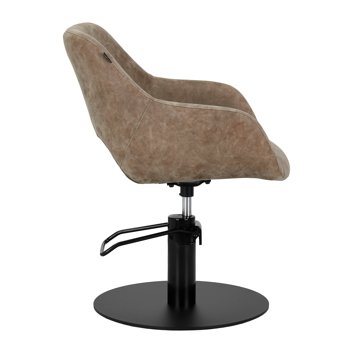 Gabbiano Hairdressing Chair Sevilla Old Brown - close-up of the upholstery, frame and footrest details