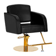 Gabbiano Hairdressing Chair Turyn Black Gold - angled front view on a white background