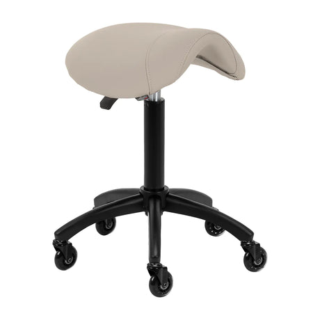 Gabbiano Hairdressing Stool D032 Grey Beige - full product view at an angle on a white background