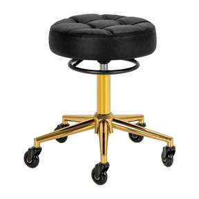 Gabbiano Hairdressing Stool Golden Black D054G - full product view at an angle on a white background