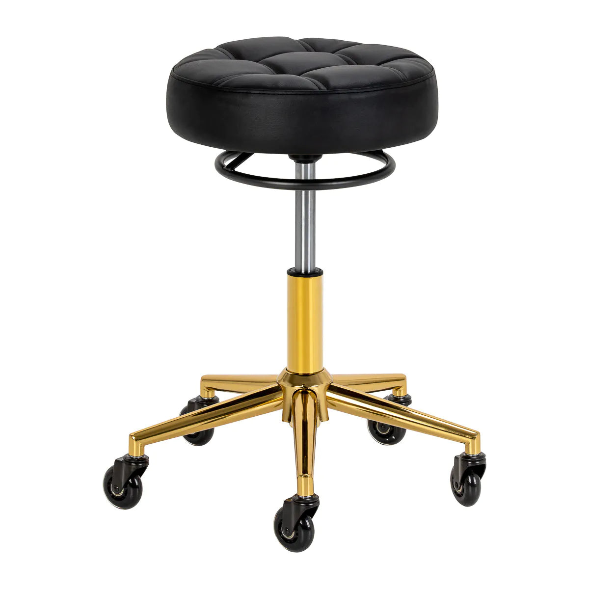 Gabbiano Hairdressing Stool Golden Black D054G - full product view on a white background