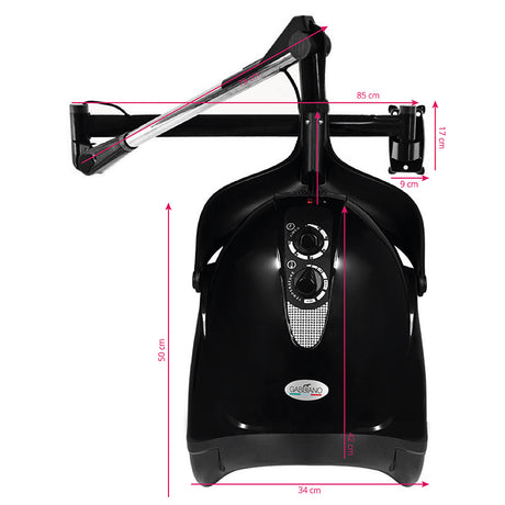Gabbiano Hanging Dryer Hood Dx-201W One Speed Black - styling tool shown on a white background