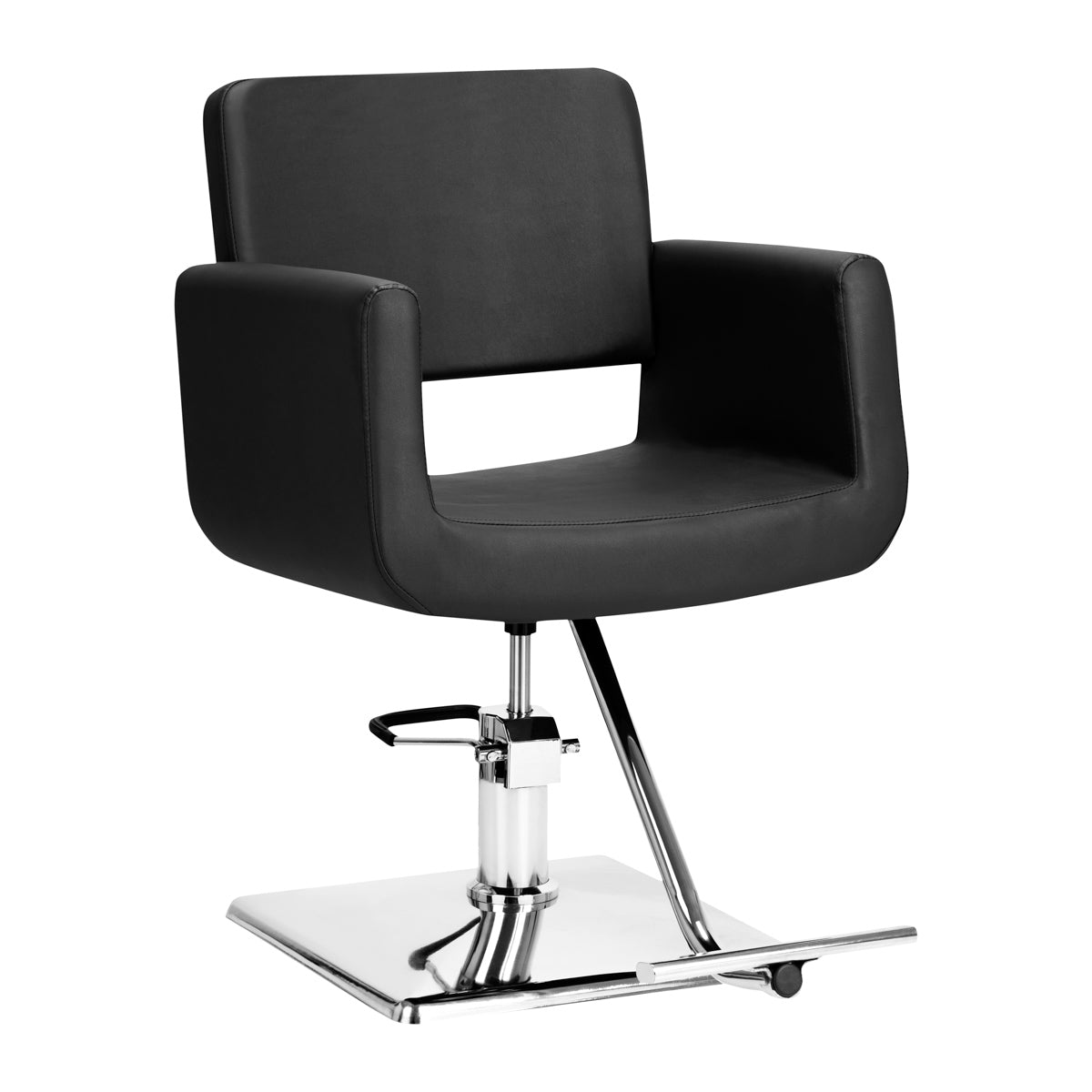 Gabbiano Helsinki Hair Salon Styling Chair Black - angled front view on a white background