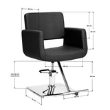 Gabbiano Helsinki Hair Salon Styling Chair Black - close-up of the upholstery, frame and footrest details