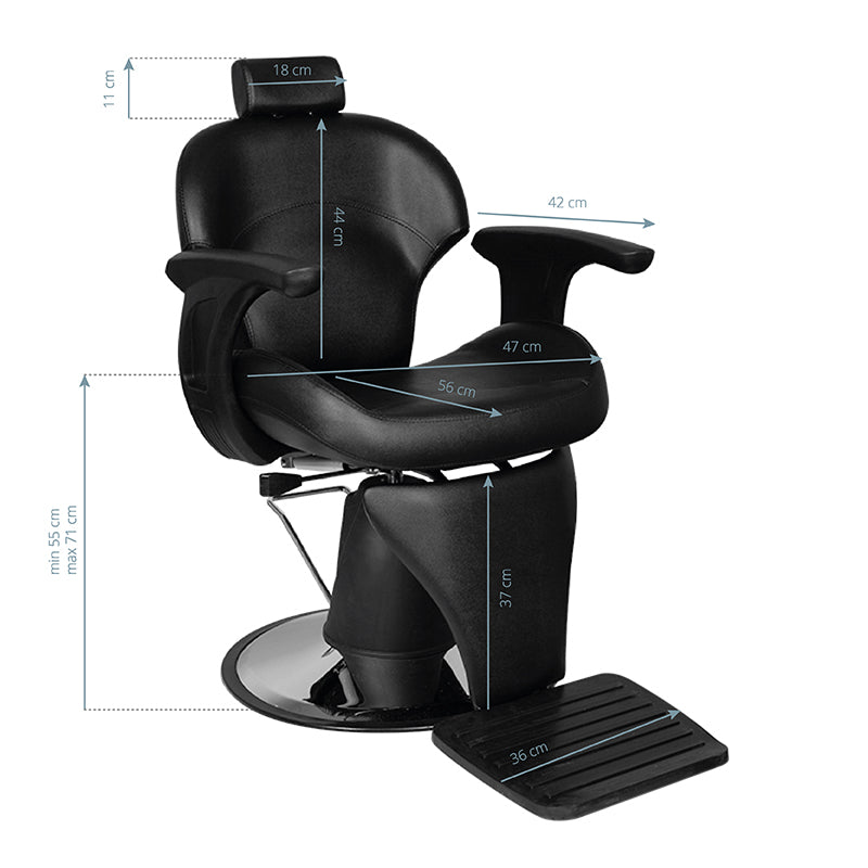 Gabbiano Igor Black Barber Chair - side view on a white background