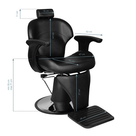 Gabbiano Igor Black Barber Chair - side view on a white background