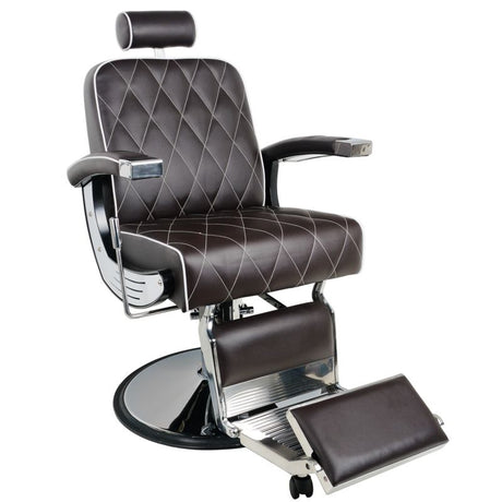 Gabbiano Imperial Barber Chair Chair Brown - angled front view on a white background
