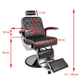 Gabbiano Imperial Barber Chair Chair Brown - dimensions and measurements shown