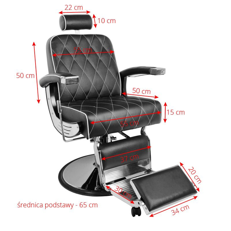 Gabbiano Imperial Barber Chair Chair Brown - dimensions and measurements shown