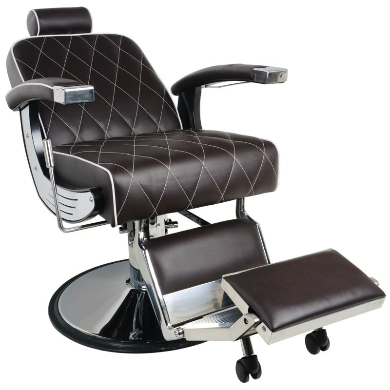 Gabbiano Imperial Barber Chair Chair Brown - rear view on a white background