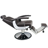 Gabbiano Imperial Barber Chair Chair Brown - close-up of the upholstery, frame and footrest details