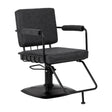 Gabbiano Katania Loft Old Leather Hair Salon Styling Chair Black - angled front view on a white background