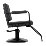 Gabbiano Katania Loft Old Leather Hair Salon Styling Chair Black - side view on a white background