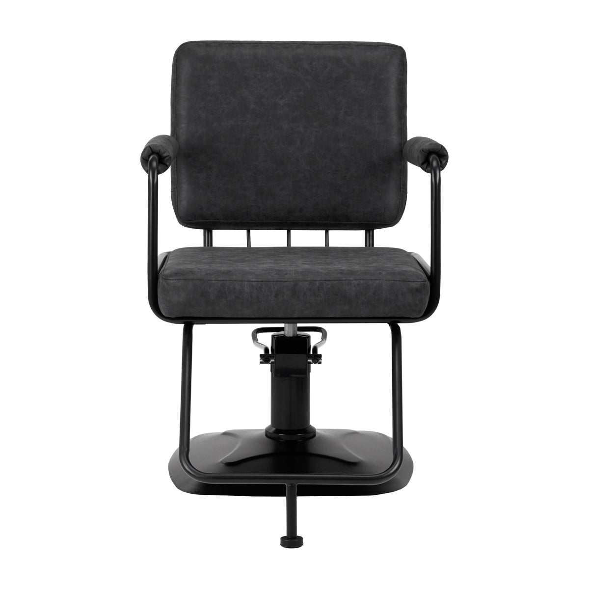 Gabbiano Katania Loft Old Leather Hair Salon Styling Chair Black - reclined side view with the footrest extended