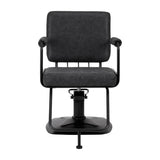 Gabbiano Katania Loft Old Leather Hair Salon Styling Chair Black - reclined side view with the footrest extended