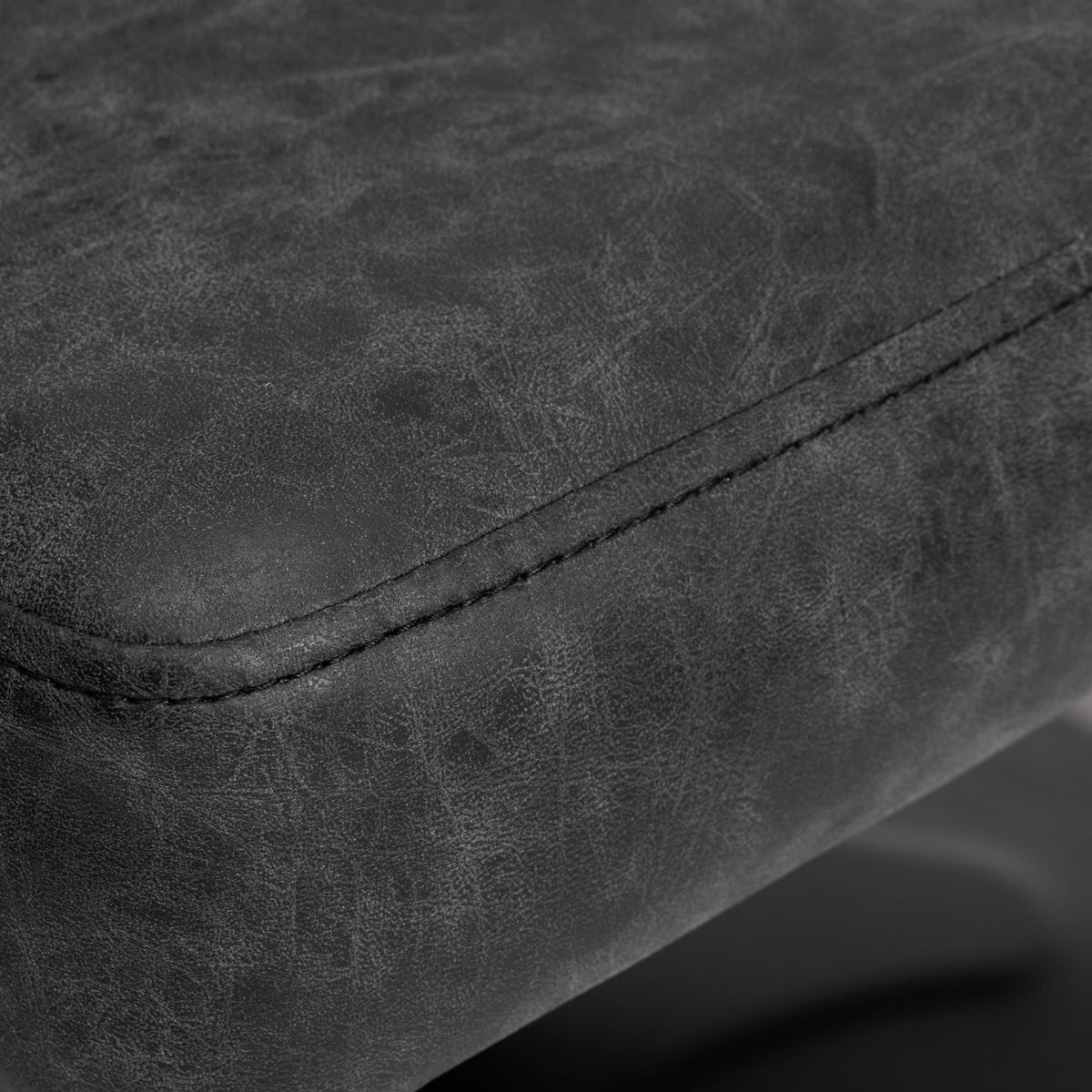 Gabbiano Katania Loft Old Leather Hair Salon Styling Chair Black - close-up of the upholstery and construction details