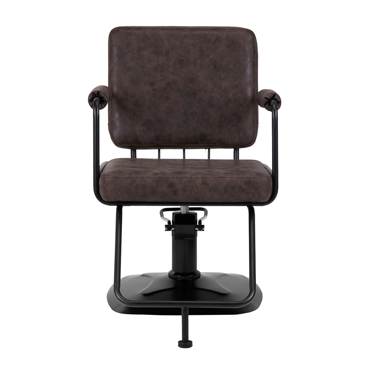 Gabbiano Katania Loft Old Leather Hair Salon Styling Chair Dark Brown - side view on a white background