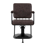 Gabbiano Katania Loft Old Leather Hair Salon Styling Chair Dark Brown - side view on a white background