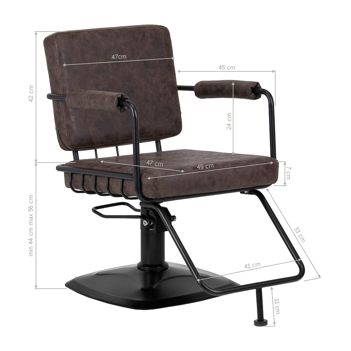 Gabbiano Katania Loft Old Leather Hair Salon Styling Chair Dark Brown - rear view on a white background